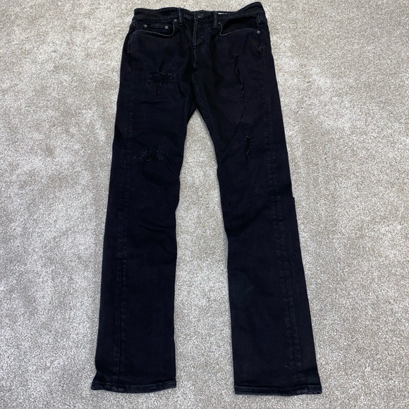 All Saints Cigarette Damaged Black Distressed Skinny Jeans Men’s 28‎ X 32 - Picture 1 of 9